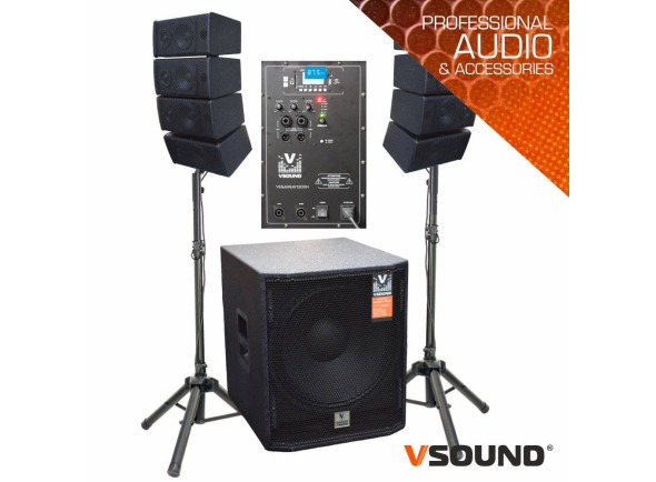 VSOUND Sistema Line-Array Ativo 8 Colunas 2×4″+sub 18″ 1200W VSOUND Sistema Line-Array Ativo 8 Colunas 2×4″+sub 18″ 1200W